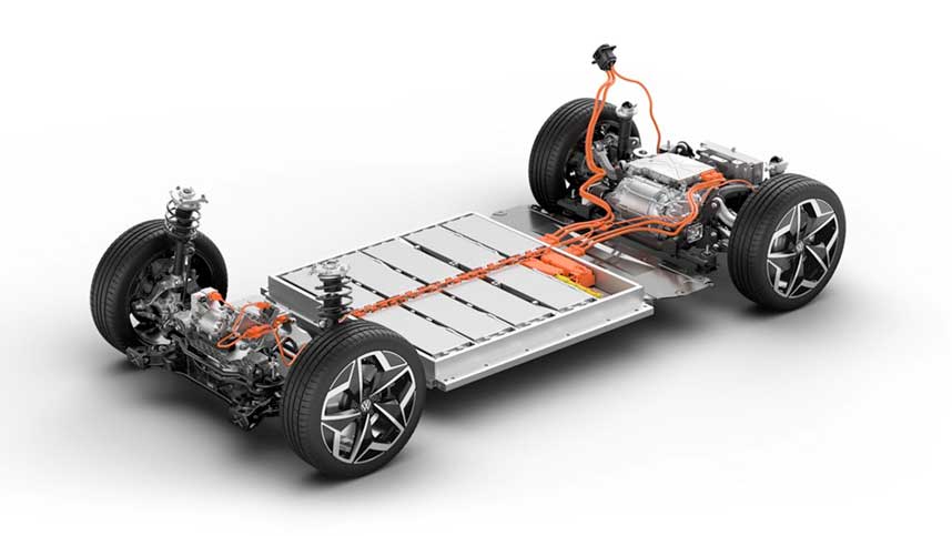EV Car Chassis with Batteries