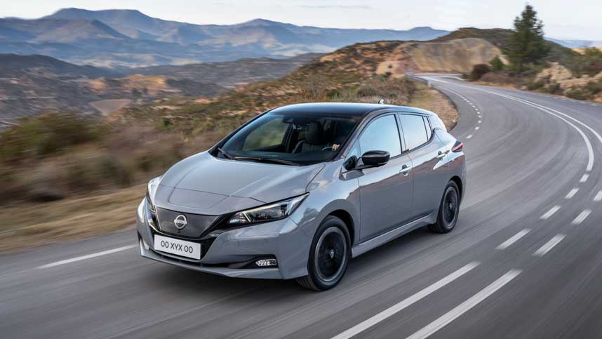 Grey Nissan Leaf