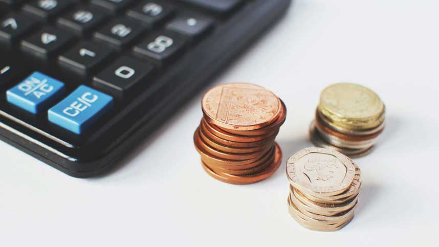 Calculator Pile of Coins